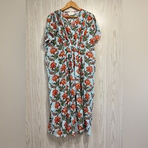 By Anthropologie V-Neck Floral Kaftan One Size Fits Most LNC